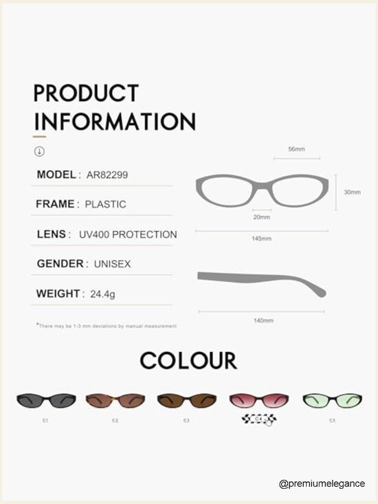 Retro Oval Cat Eye Sunglasses Y2K Narrow Skinny Shades UV Protection main image 5